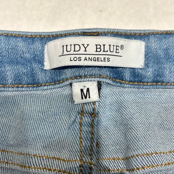 JUDY BLUE Denim Cutoff Shorts Sz Medium High Waist Heavily Distressed Blue JB150 - Picture 2 of 7